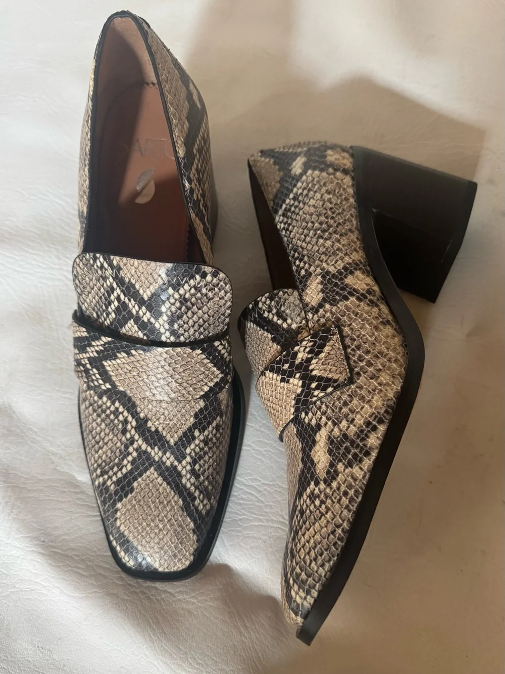 Sarto Python Heeled Loafers